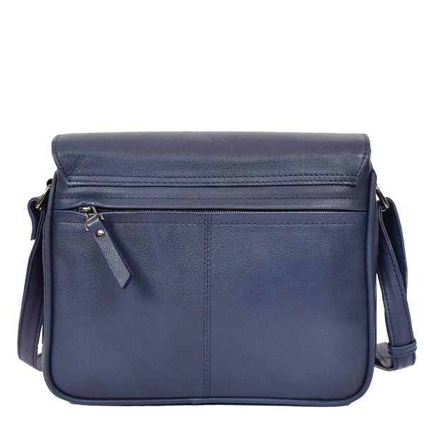 House Of Leather Womens Leather Cross Body Bag Casual Flap Over Organiser HOL324 Navy