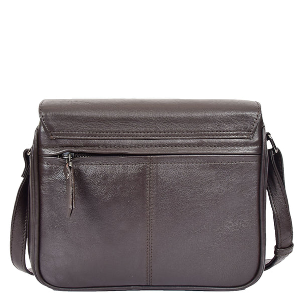 House Of Leather Womens Leather Cross Body Bag Casual Flap Over Organiser HOL324 Brown