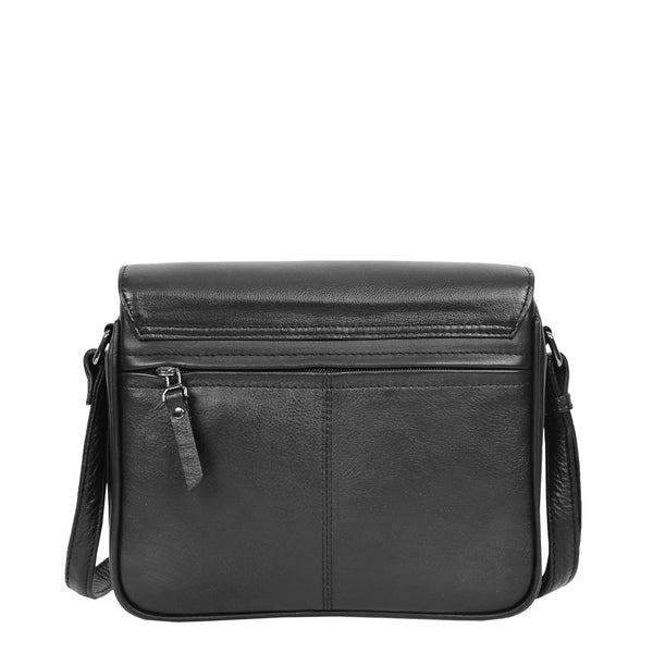 House Of Leather Womens Leather Cross Body Bag Casual Flap Over Organiser HOL324 Black