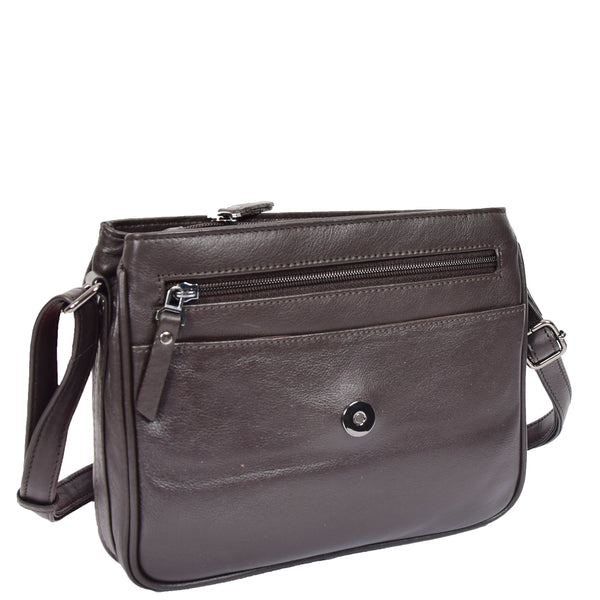 House Of Leather Womens Leather Cross Body Bag Casual Flap Over Organiser HOL324 Brown