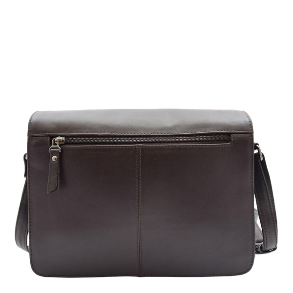 House Of Leather Womens Leather Cross Body Bag Flap Over Messenger Office Organiser HOL323 Brown