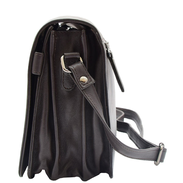 House Of Leather Womens Leather Cross Body Bag Flap Over Messenger Office Organiser HOL323 Brown