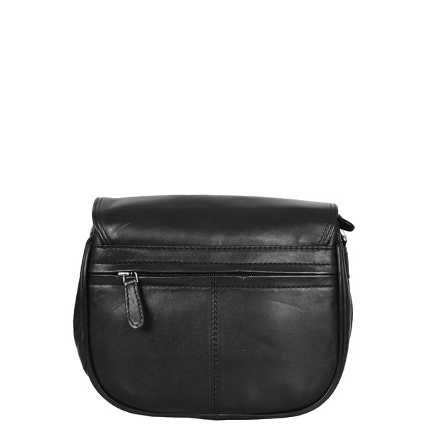 House Of Leather Womens Leather Cross Body Flap Over Bag Athena Black