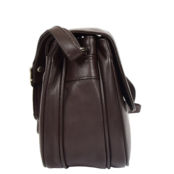 House Of Leather Womens Leather Cross Body Flap Over Bag Athena Brown