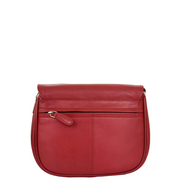 House Of Leather Womens Leather Cross Body Flap Over Bag Athena Red