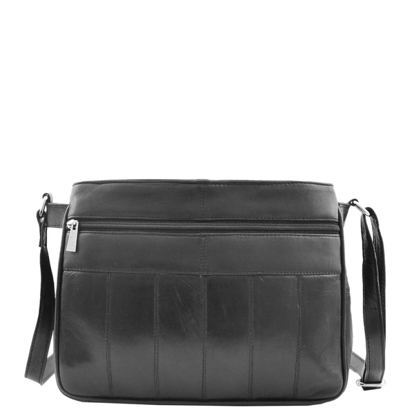 House Of Leather Womens Leather Cross Body Messenger Bag HOL002 Black