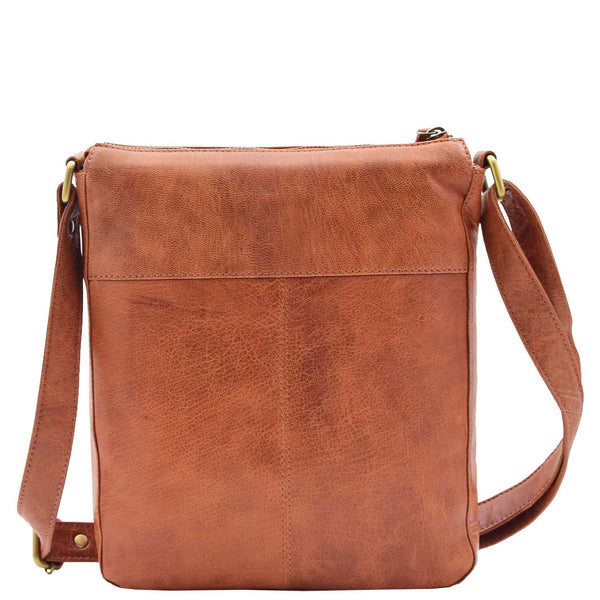 House Of Leather Womens Leather Cross Body Messenger Bag HOL360 Brandy