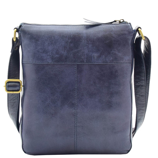 House Of Leather Womens Leather Cross Body Messenger Bag HOL360 Navy