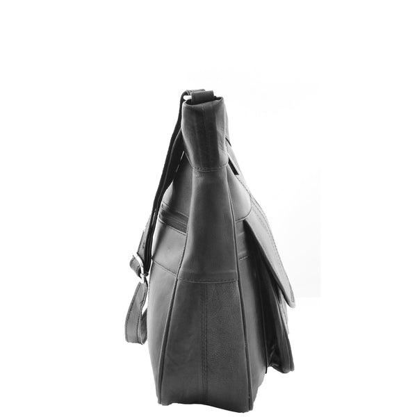 House Of Leather Womens Leather Cross Body Organiser Bag HOL007 Black