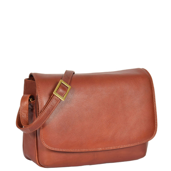 house of leather Womens Leather Cross Body Shoulder Bag Maldives Brown