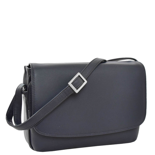house of leather Womens Leather Cross Body Shoulder Bag Maldives Navy