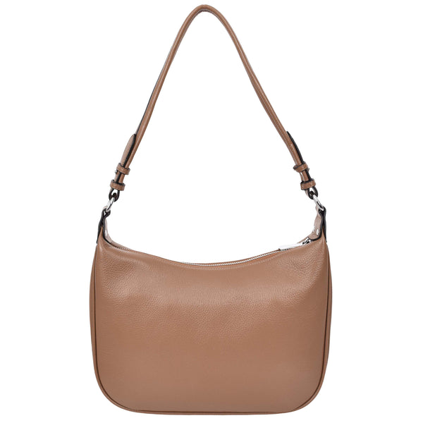 House Of Leather Womens Leather Hobo Style Shoulder Bag Daphne Brown