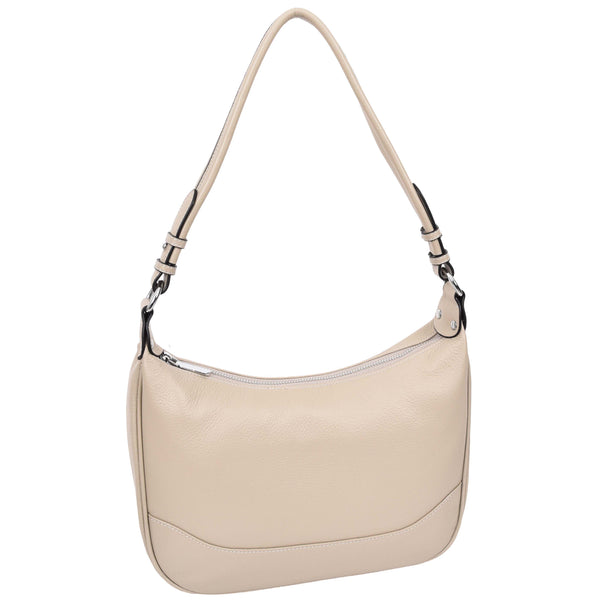 House Of Leather Womens Leather Hobo Style Shoulder Bag Daphne Taupe
