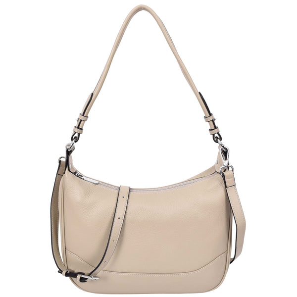 house of leather Womens Leather Hobo Style Shoulder Bag Daphne Taupe