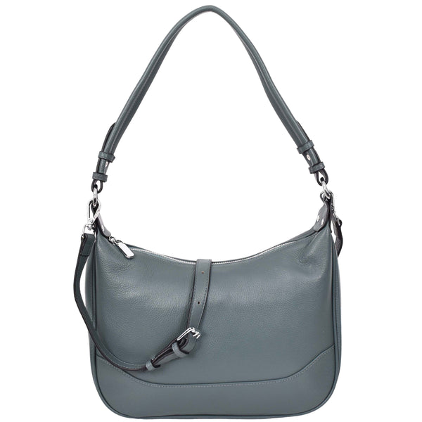 house of leather Womens Leather Hobo Style Shoulder Bag Daphne Teal