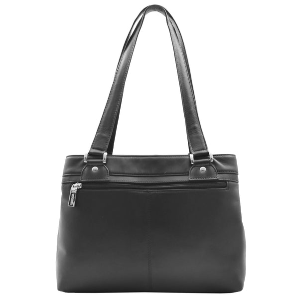 House Of Leather Womens Leather Mid Size Shopper Handbag Bellevue Black