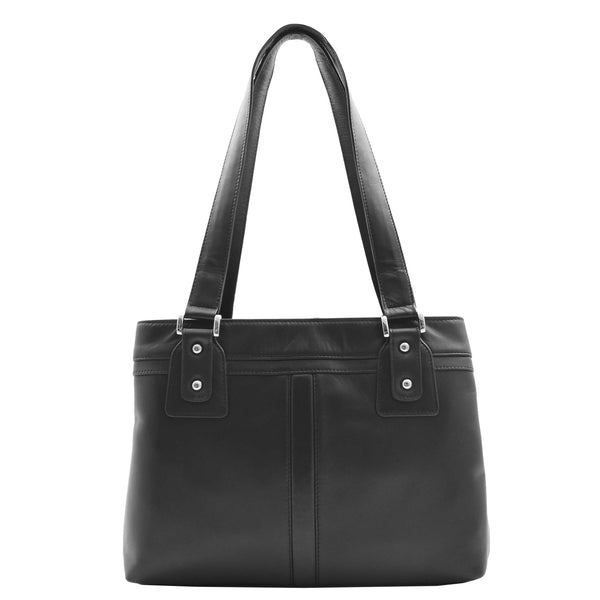 house of leather Womens Leather Mid Size Shopper Handbag Bellevue Black