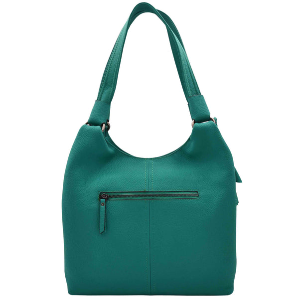 House Of Leather Womens Leather Shoulder Zip Opening Large Hobo Bag Kimberly Green