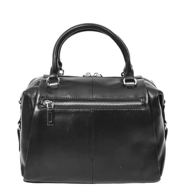 House Of Leather Womens Leather Small Barrel Shape Handbag Luna Black