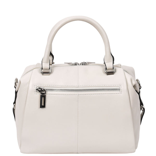 House Of Leather Womens Leather Small Barrel Shape Handbag Luna Ivory