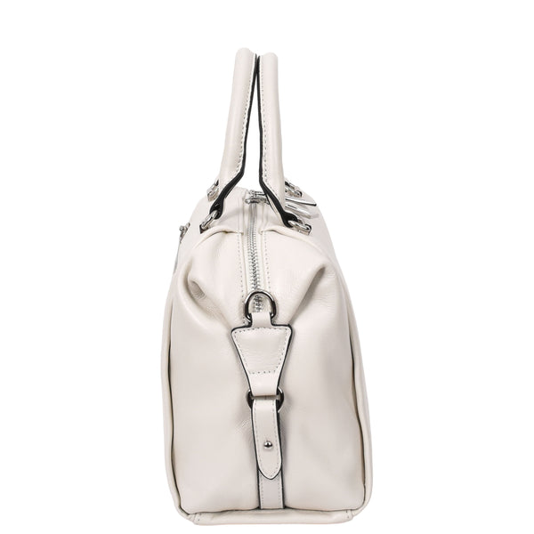 House Of Leather Womens Leather Small Barrel Shape Handbag Luna Ivory