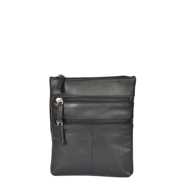 House Of Leather Womens Leather Small Cross Body Travel Bag Beijing Black