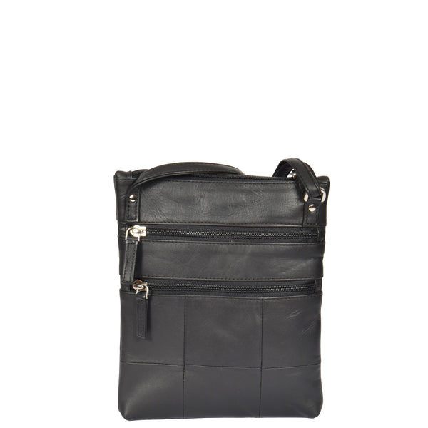 House Of Leather Womens Leather Small Cross Body Travel Bag Beijing Black