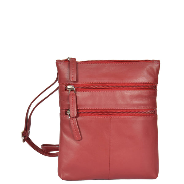House Of Leather Womens Leather Small Cross Body Travel Bag Beijing Red