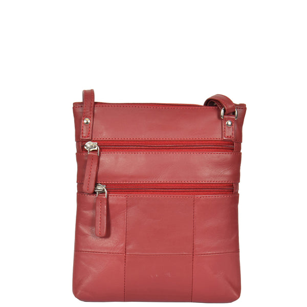 House Of Leather Womens Leather Small Cross Body Travel Bag Beijing Red