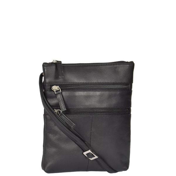 house of leather Womens Leather Small Cross Body Travel Bag Beijing Black