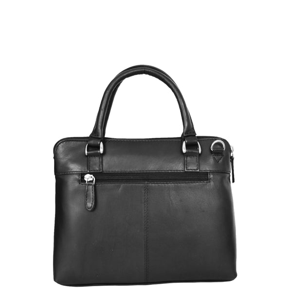 House Of Leather Womens Leather Small Tote Cross Body Bag Everly Black