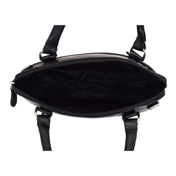 House Of Leather Womens Leather Small Tote Cross Body Bag Everly Black