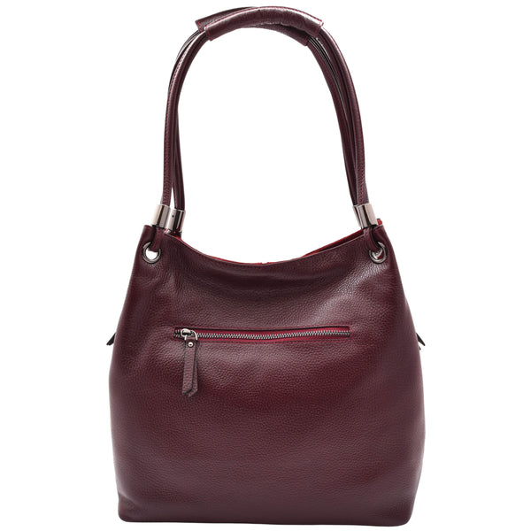 House Of Leather Womens Leather Suede Shoulder Bag Zip Large Burgundy Hobo Audrey