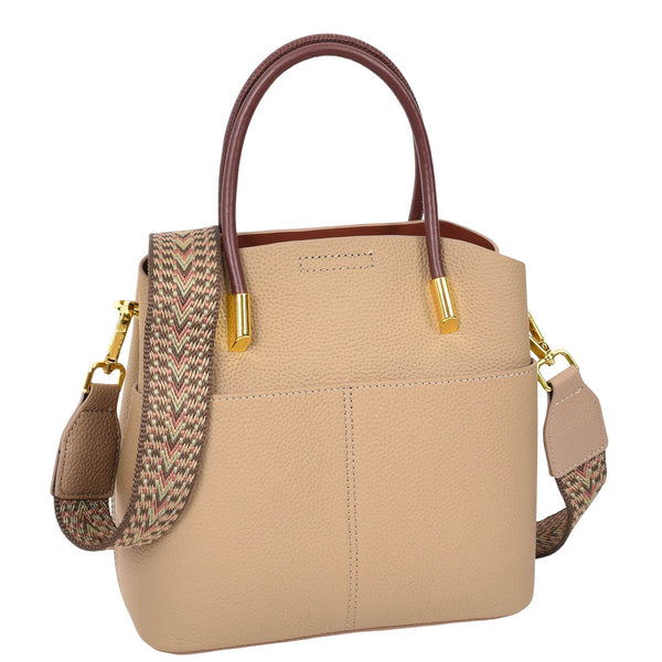 House Of Leather Womens Leather Top Handle Bag Ella Beige