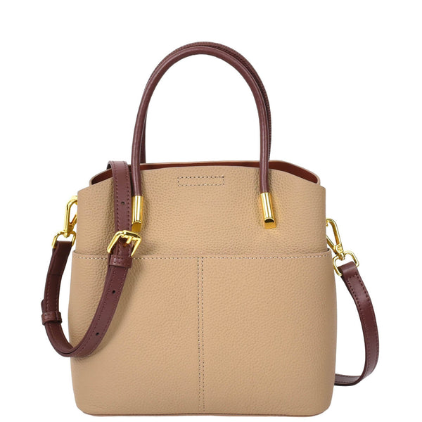 house of leather Womens Leather Top Handle Bag Ella Beige
