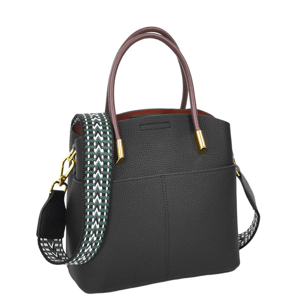 House Of Leather Womens Leather Top Handle Bag Ella Black