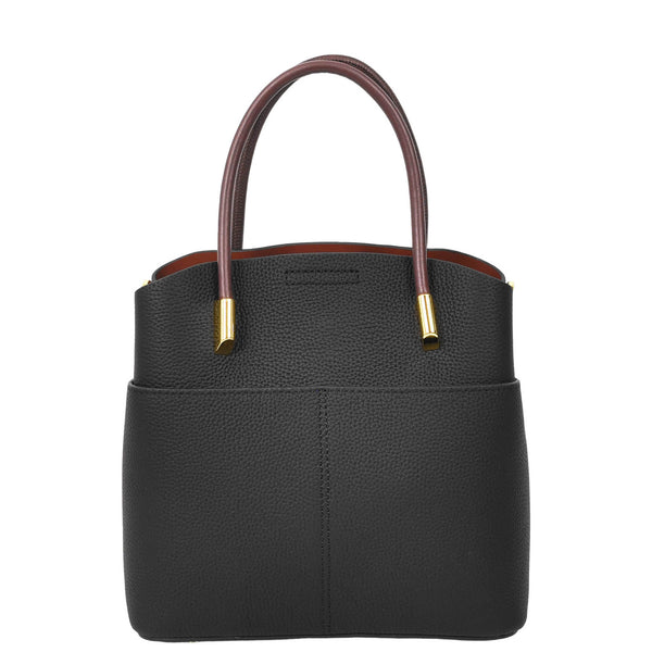 House Of Leather Womens Leather Top Handle Bag Ella Black