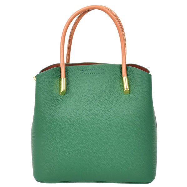House Of Leather Womens Leather Top Handle Bag Ella Green