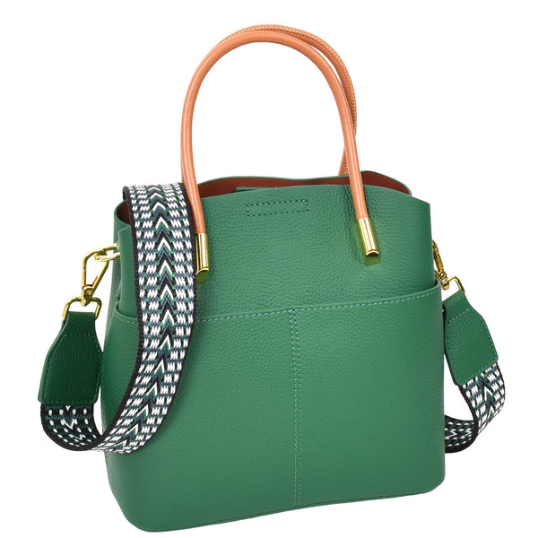 House Of Leather Womens Leather Top Handle Bag Ella Green