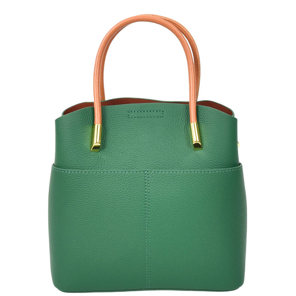 House Of Leather Womens Leather Top Handle Bag Ella Green