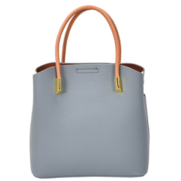 House Of Leather Womens Leather Top Handle Bag Ella Sky Blue