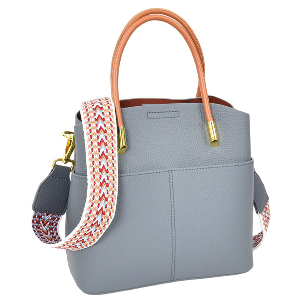 House Of Leather Womens Leather Top Handle Bag Ella Sky Blue