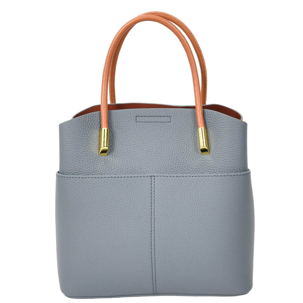 House Of Leather Womens Leather Top Handle Bag Ella Sky Blue