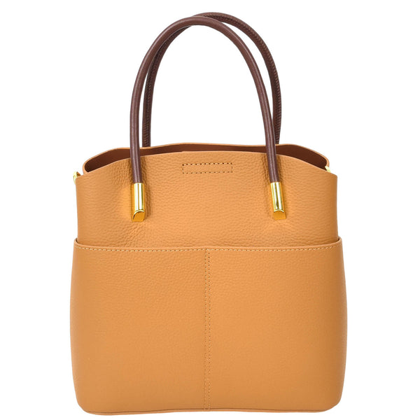 House Of Leather Womens Leather Top Handle Bag Ella Tan