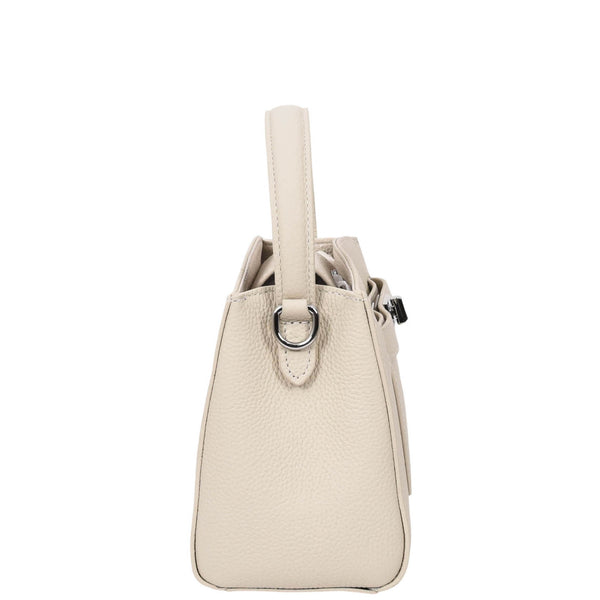 House Of Leather Womens Leather Top Handle Small Bag Lydia Off White