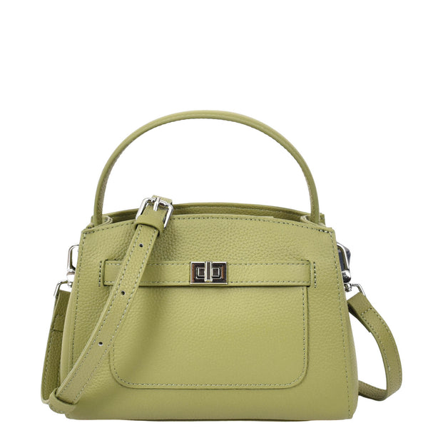 house of leather Womens Leather Top Handle Small Bag Lydia Olive