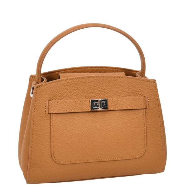House Of Leather Womens Leather Top Handle Small Bag Lydia Tan