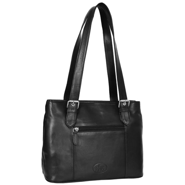 House Of Leather Womens Leather Tote Cross Body Shoulder Bag Everyday Handbag Black Ariana