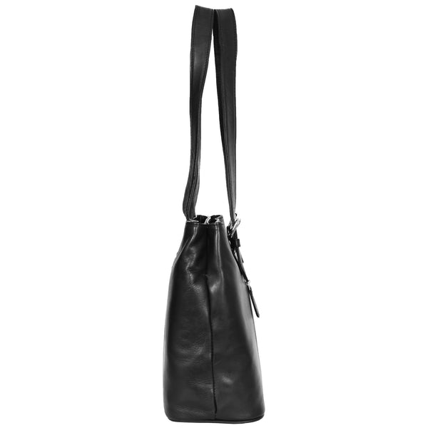 House Of Leather Womens Leather Tote Cross Body Shoulder Bag Everyday Handbag Black Ariana