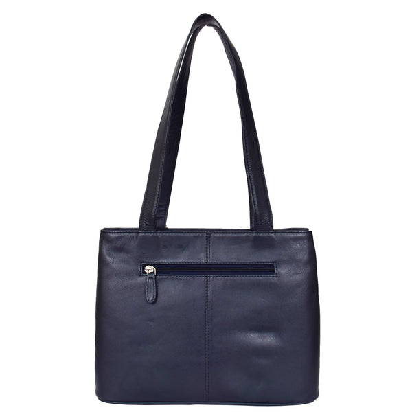 House Of Leather Womens Leather Tote Cross Body Shoulder Bag Everyday Handbag Navy Ariana